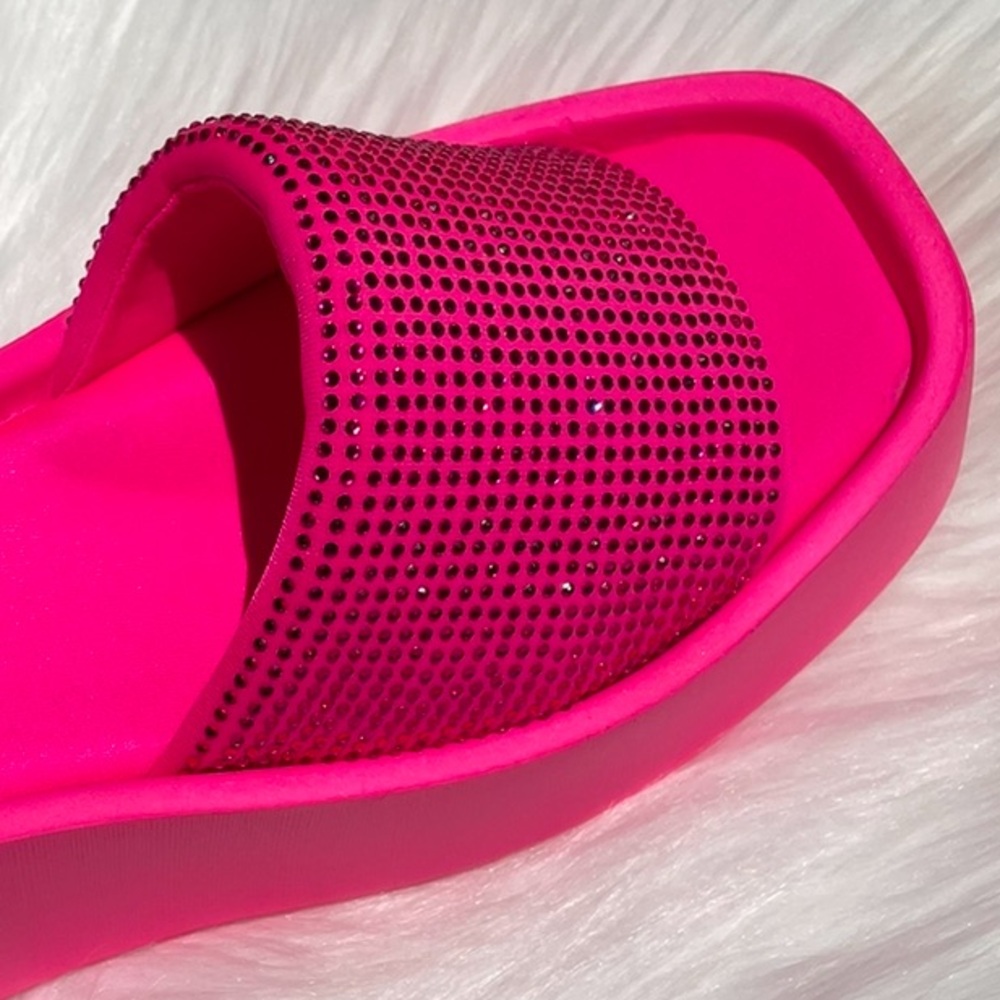 Size 6 Atalina / Italina Barbie Hot Pink Square Toe Platform Wedge Sandal
